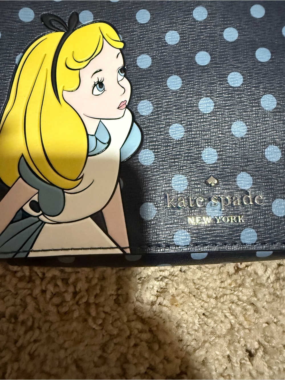 ♠️ Kate Spade Disney Navy Alice in Wonderland Polka Dot Crossbody Bag NWT - Picture 2 of 11